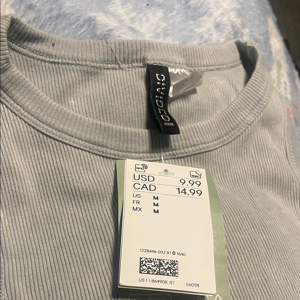 Divided Light Gray Ribbed Top